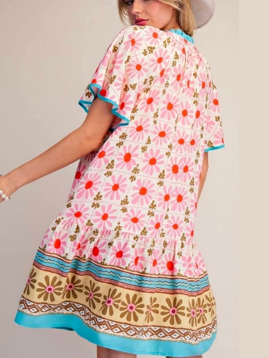 New Easel Floral Border Dress - Picture 2 of 2